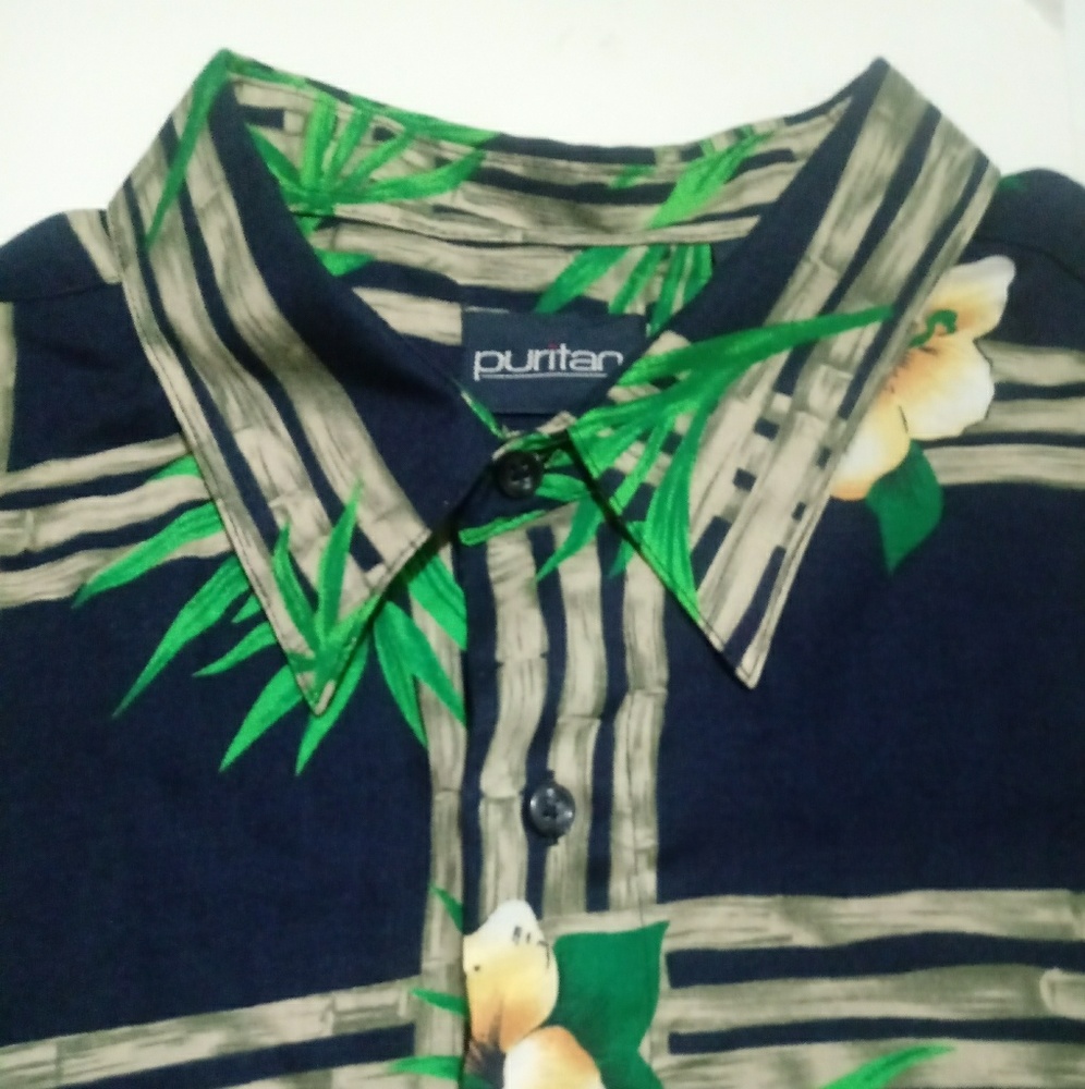 Puritan Floral Print Button Down Shirt XL